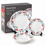 Danny Home 18-Piece Opal Glass Floral Dinner Set | Multicolor