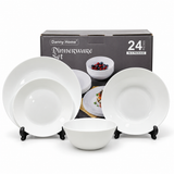 Danny Home 24Pcs Opalware White Dinner Set