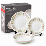 Danny Home 18-Piece Opal Glass Ornamental Floral Dinner Set